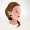thumbnail image 3 of Nuevos pendientes redondos de esmalte con flecos y borlas para mujer, boda nupcial - Negro Sunnimix Pendientes con borlas de hilo con flecos, 3 of 7