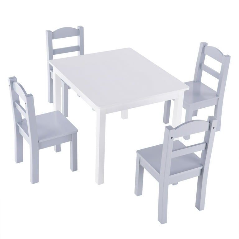 Brelley Kids Table and 4 Chairs Set, Height Adjustable Toddler Table and  Chair Set, Graffiti Desktop, Non-Slip Legs, Max 300lbs, Children