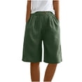 thumbnail image 4 of RYRJJ Bermuda Shorts for Women Wide Leg Cotton Linen Knee Length Summer Casual Long Shorts Loose High Waisted Short with Pockets(Green,M), 4 of 6