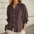 thumbnail image 5 of Women'S Clothing, Women Blouses, Women's Casual Summer Shirt Elegant Fashionable Top Long Sleeve V Neck Loose Button-Up Shirt with Belted Waist for Versatile Styling and Comfort, 5 of 7