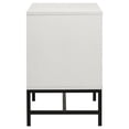 thumbnail image 4 of Noro Nightstand, 24 Inch, 2 Storage Drawers, Modern White, Black Metal, 4 of 6