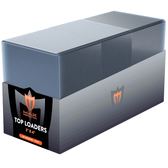 Max Protection 35pt Top Loaders (100ct) for Cards. Premium 3x4" crystal clear hard plastic sleeves for baseball/sports card protection.