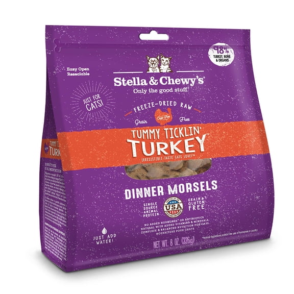 Stella & Chewy's Freeze-Dried Raw Tummy Ticklin' Turkey Dinner Morsels Grain-Free Cat Food (Multiple Sizes)