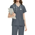 thumbnail image 1 of Ladies' Comfortable And Casual Solid Color Short Sleeved Pants Protective Suit Set Dark Gray M, 1 of 2