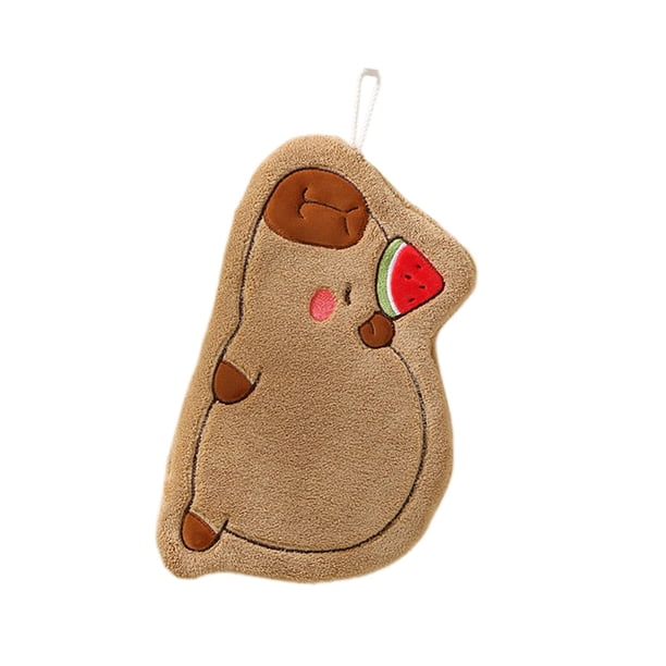 Toalla de mano colgante Capybara Toalla de mano de terciopelo coral Toallas de baño con colgantes patrón de sandía