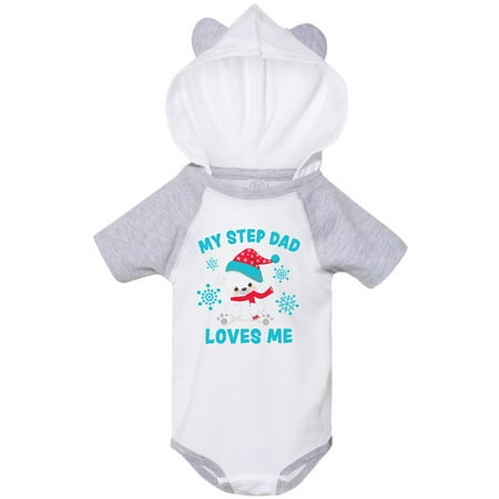 

Inktastic Polar Bear My Step Dad Loves Me in Santa Hat with Snowflakes Gift Baby Boy or Baby Girl Bodysuit