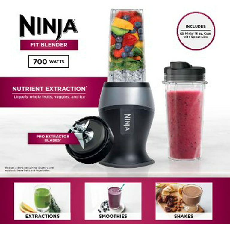 NINJA FIT Single-Serve Blender w/Two 16oz Cups - QB3001SS Tested and Works