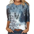 thumbnail image 2 of SELONE Women Christmas Tops 3/4 Sleeve Xmas Pullover Tops Christmas Tree Tees Blouses Christmas Themed Clothing Christmas Outfits Ideas Holiday Attire Party Collection Xmas Apparel White M, 2 of 5