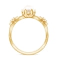 thumbnail image 2 of Rosec Jewels Nature Inspired Floral Ring - Freshwater Pearl Solitaire Ring with Diamond - 6 MM, 18K Yellow Gold, US 12.50, 2 of 8