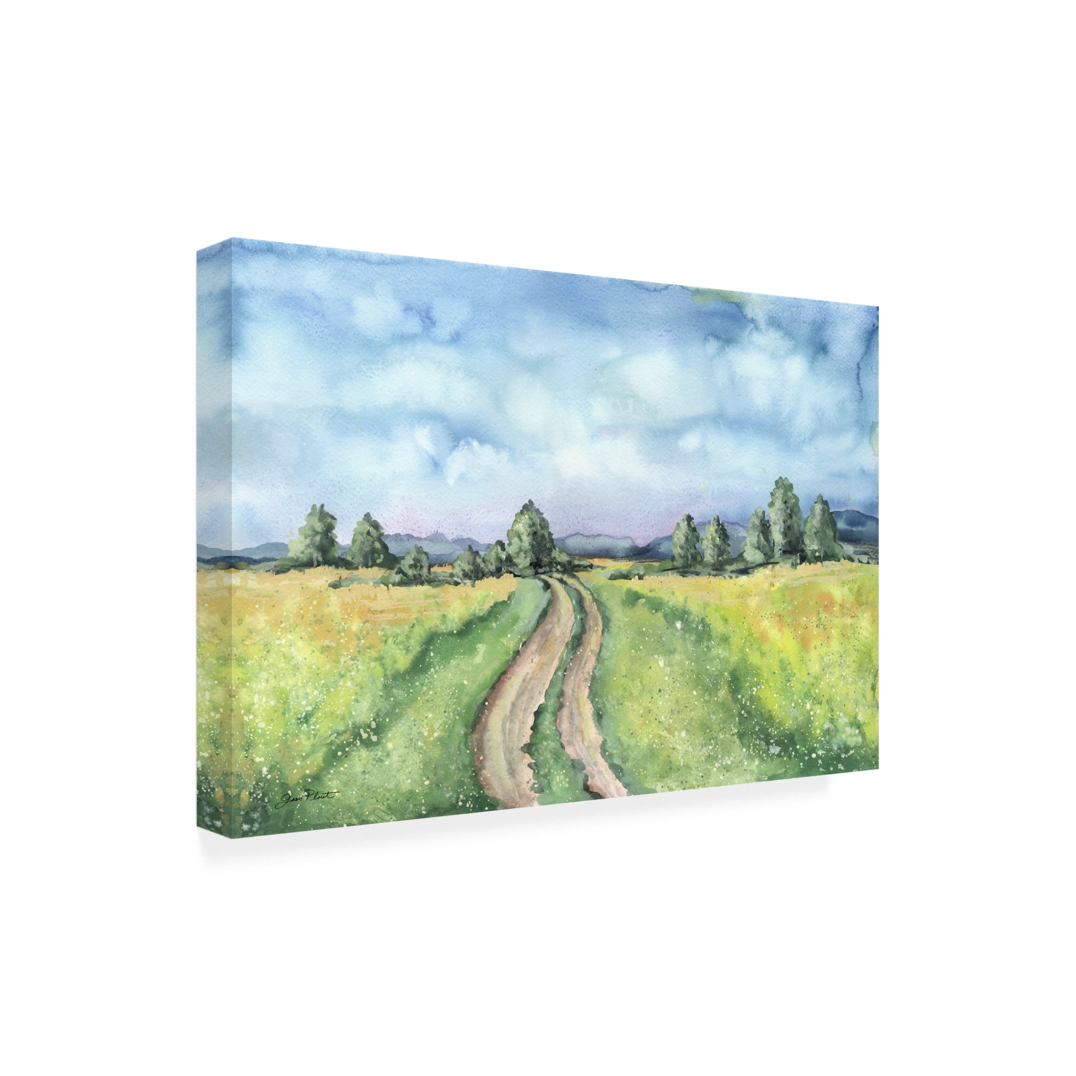 Canvas Wall Art - Jean Plout 'Country Road Landscape' Wall Art for Living Room, Bedroom, or Office Décor by Trademark Fine Art - 47 x 30 Inches