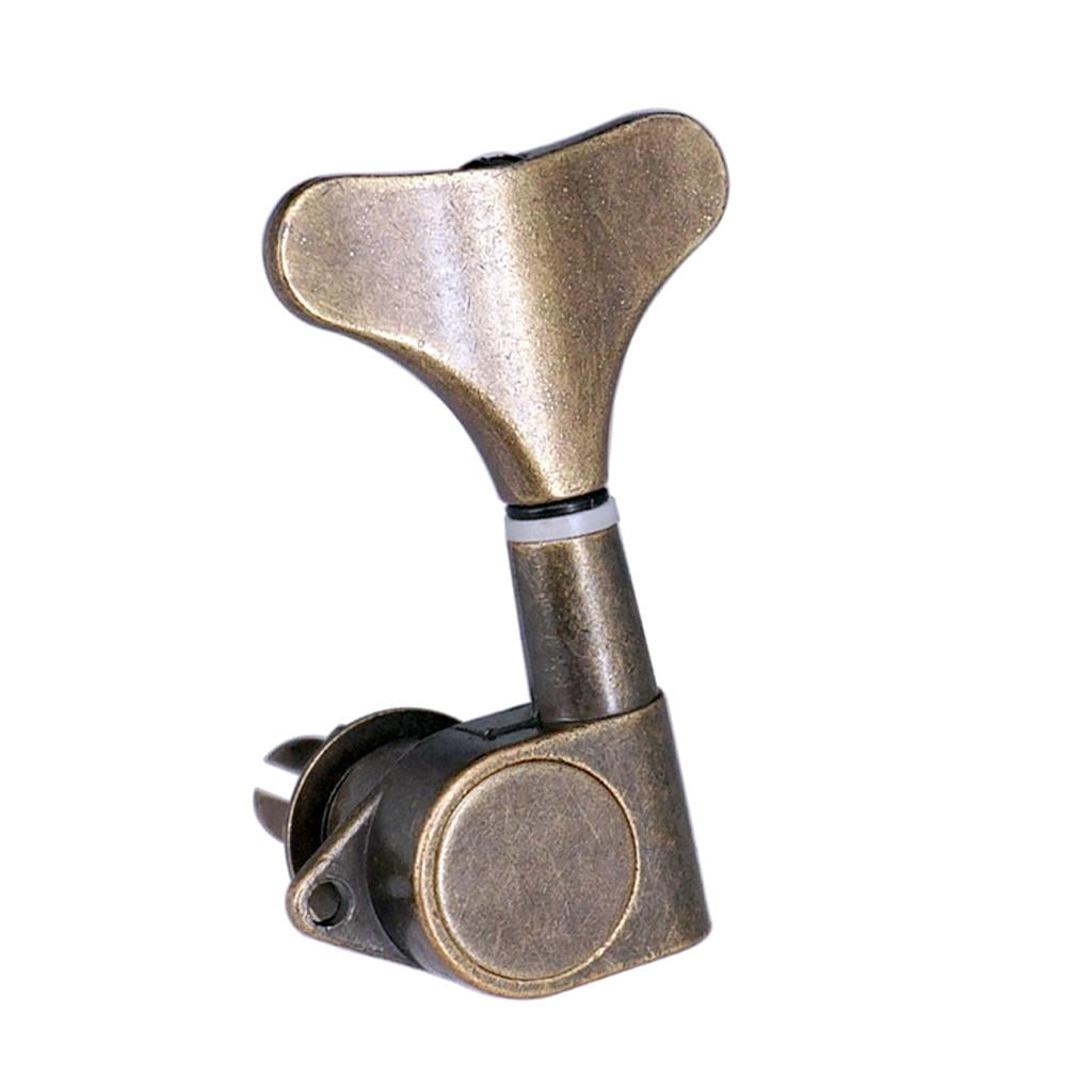 QccHieUs Pack of 6 Bass Tuning Pegs Keys Machine Head Tuners for Bass Bronze 3R3L, Zinc