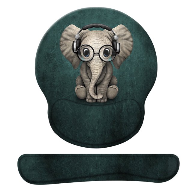 Alfombrilla de ratón ergonómica con reposamuñecas de gel, para aliviar el dolor, con diseño de elefante, con base de goma antideslizante, apta para ordenador, oficina, hogar, 250*225*23(mm),Green ShuxiuWang 1327537109266