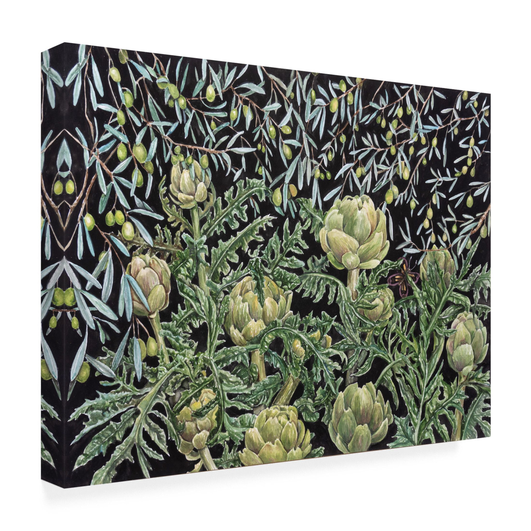 Canvas Wall Art - Charlsie Kelly 'Artichokes and Olives' Wall Art for Living Room, Bedroom, or Office Décor by Trademark Fine Art - 24 x 18 Inches