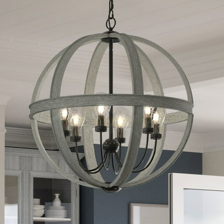 

Luxury Minimalist Indoor Chandelier 31.75 H x 28 W with Steampunk Style Elements Scandinavian Design Farmhouse Ash Finish UQL3261
