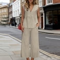 thumbnail image 5 of LEKWK Pantsuits for Women Dressy Sleeveless Vest Top Wide Leg Pants Set Loose Casual Pants Breathable Soft Summer Beach Vacation Elegant Chic Outfits, 5 of 7