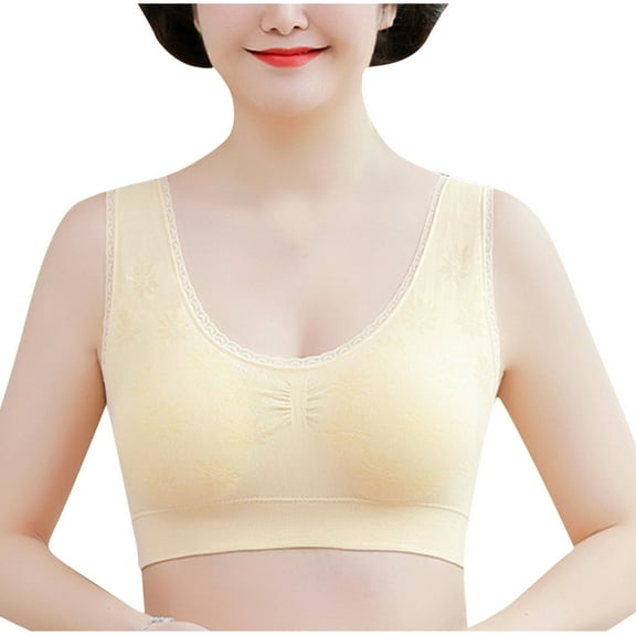 Amvlyk Bras for Women V Neck No Wireless Seamless Push Up Bras Soft Full Coverage Bra with Wide Shoulder Straps Vest Supportive Comfort Breathable Everyday Bras for Running Daily Yoga Lounging