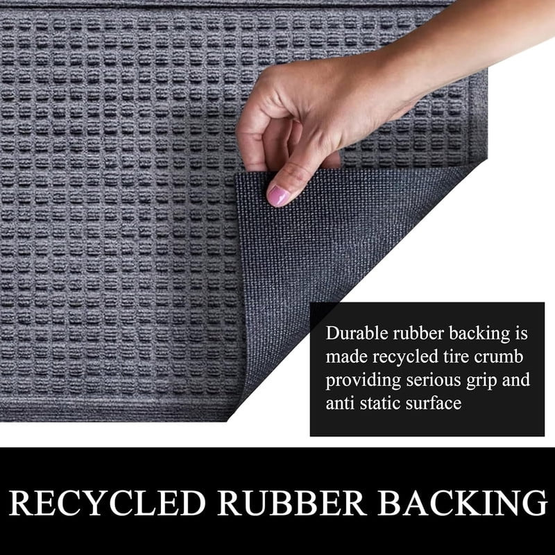 A1HC Indoor Outdoor Mat, Front and Back Entrance Welcome Mats, Large Front Door Patio Mats 24x36 Inches, Non-Slip Easy Clean Entrance Washable Large Size Doormats, Dark Grey