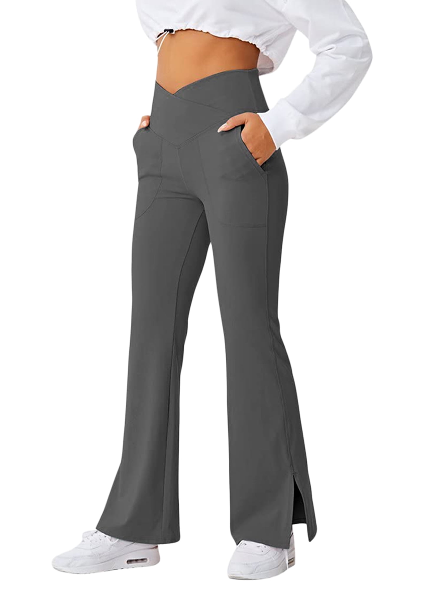 Women Crossover Flare Yoga Pants 
