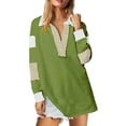 thumbnail image 3 of STETMN Plus Size Deep V Neck Sweatshirts for Women Loose Color Block Trendy Pullover Tops, 3 of 7