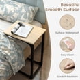 thumbnail image 3 of Melocadol C-Shaped End Table Set of 2, C Shaped Under Couch Slider, Small Side Tables with Metal Frame, Adjustable Feet, for Living Room, Bedside, Sofa, TV Dinner, Recliner, Light Brown, 3 of 5