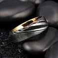 thumbnail image 2 of Wedding Ring Men Women. 8mm Black Damascus Wedding Band w Rose Gold Inside, 2 of 4