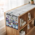 thumbnail image 6 of Table Runners 120 Inches Long Dress Scarves, Hello Spring Farmhouse Coffee/Dining/Kitchen Table Runner for Living Room, Pastoral Purple Bottle Floral Gray Wooden 13x120 Inch, 6 of 9