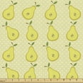 thumbnail image 1 of Fruit Fabric by the Yard, Concept of Repetitive Sliced Pears on a Background of Minimal Stars, Upholstery Fabric for Dining Chairs Home Decor Accents, Pastel Yellow Olive Green by Ambesonne, 1 of 5