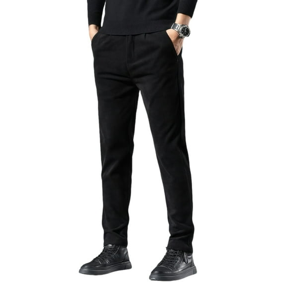 CONROSES Mens Corduroy Pants Solid Color Thick Pants for Men Casual Straight Leg Buttons Soft Loose Spring Fall Trousers With Pockets