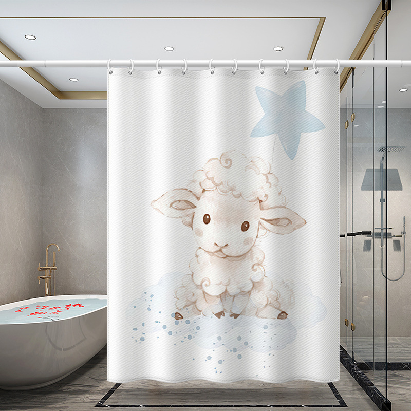 SHENDING Shower Curtain,Lamb Shower Curtain Sets with 12 Hooks