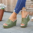 thumbnail image 2 of VEKDONE Women's Fashionable And Versatile Casual Plus-Size Shoes Spring/Summer Style Trendy Beach Peep-Toe Wedge Sandals Army Green 7, 2 of 9