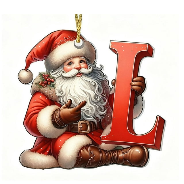 Christmas Tree Ornaments Flat 2D Letter Decoration for Tree and Car Hanging with String