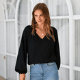 thumbnail image 5 of SOMER Blouses for Women Dressy Casual, Trendy V Neck Long Sleeve Shirts for Women, Elegant Casual Womens Fall Tops Pleated Cuffs 2025, 5 of 6
