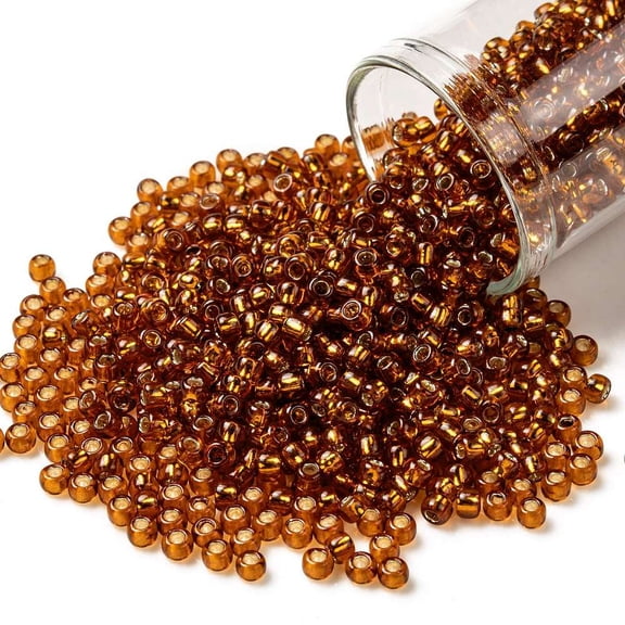 10gs TOHO 8/0 Round Beads Japanese Seed Beads (2208) Silver Lined Burnt Orange 3mm Hole: 1mm about 222pcs/10g