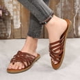 thumbnail image 6 of Pennysue Women Strappy Slippers Summer Brown Flat Sandals Size 10, 6 of 8