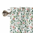 thumbnail image 5 of Green Botanical Christmas Kitchen Curtain 2 Panels Curtains 72 Inch Length, Watercolor Xmas Berry Red Curtains Rod Pocket Curtains Window Drapes Treatment Window Cafe Curtains, 5 of 5