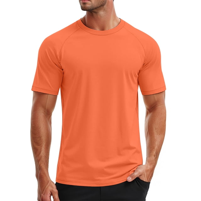 PMVFHDE Mens T-Shirts UPF 50+ Swim Short Sleeve Tee Quick Dry Rash Guard Athletic Sun Protection Top