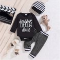 thumbnail image 2 of HCNTES Baby Boy Winter Clothes Baby Boys Outfit Newborn Baby Boy Clothes Ribbed Knitted Long Sleeve daddys Little dude Print Rompers Fall Winter Outfits Pants Sets 0 3 6 9 Months, 2 of 7
