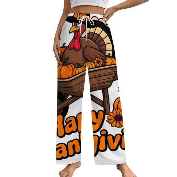 Autumn Happy Thanksgiving Turkey Pajama Pants Comfortable Elastic Waist Pajamas Fashion Sleepwear Bottoms Plus Size Homewear