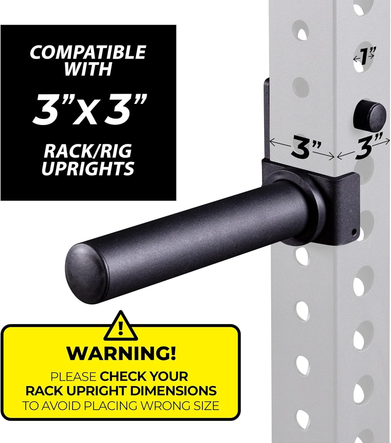 Olympic Weight Plate Holder for Power & Squat Racks – Fits 2x2, 2.33x2.33, 3x3 Inch Tubes, 1" Hole – Storage Horns for Weight Plates on Power Rack – Pair