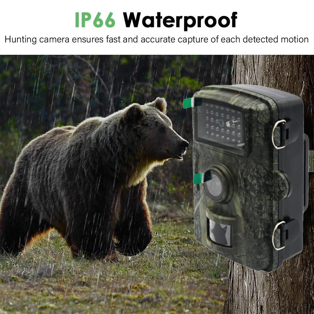 Trail Camera with 32G Memory Card, 48MP Game Camera with Night Vision, Motion Activated 130°Wide-Angle, Waterproof Hunting Camera for Wildlife Monitoring