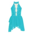 thumbnail image 1 of RUNQHUI Robe de Danse Lyrique pour Filles Enfants Sans Manches Dos Nu avec Strass Bleu Vert 8, 1 of 5