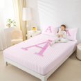 thumbnail image 2 of Manfei Pink Bling Letter A Print Fitted Sheet Full,Minimalist Geometric Lines Bed Set,3 Pieces,1 Fitted Sheet and 2 Pillowcases, 2 of 6
