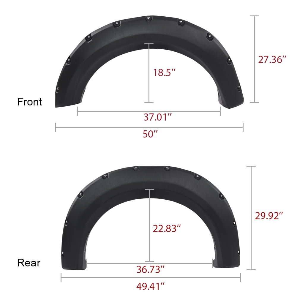 PIT66 Fender Flares Fit For 2009-2014 Ford F150 Truck Black Pocket Rivet Style Wheel Cover 4PCS