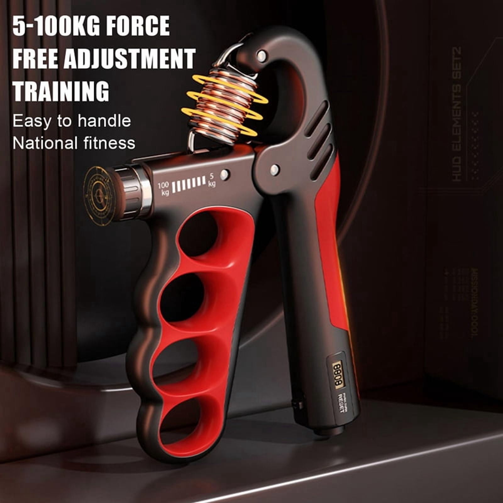 Adjustable Electronic Counting Hand Grip Strengthener for Men Women Adult Muscle Recovery Fitness Red,2 x Grip Trainer,Red