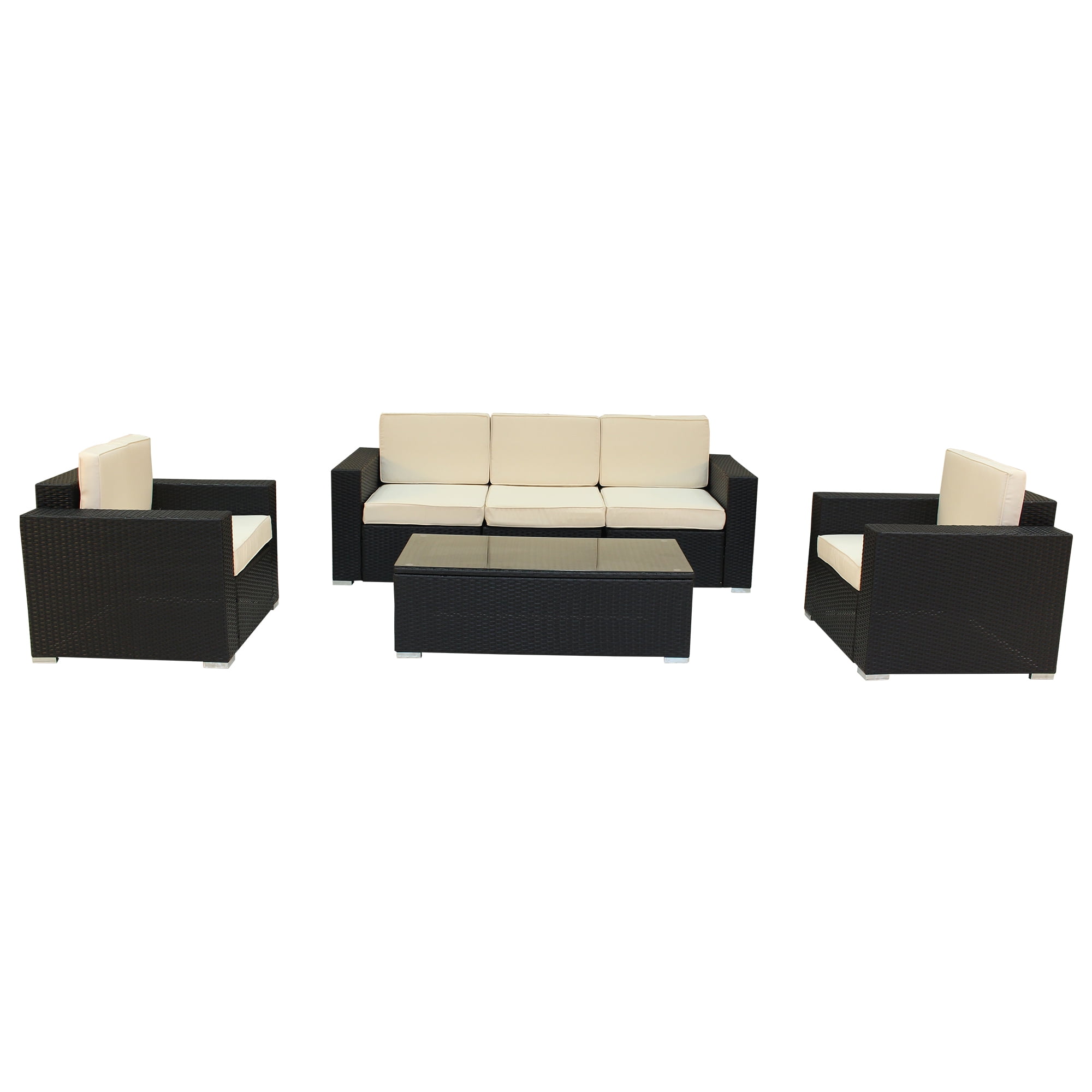 Luxury Living Furniture Outdoor Lounge Set with Deep Cushions Outdoor Polyurethane Rattan Garden
