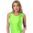 thumbnail image 3 of YONGHS Women's Mesh Sheer Glossy Tank Top Stretchy Sleeveless Sportswear Workout Yoga Vest Tops Fluorescent Green M, 3 of 6