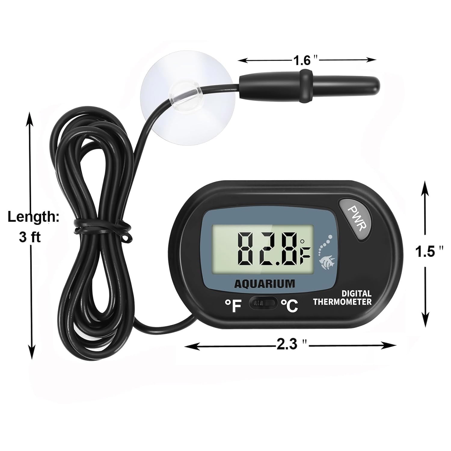 Digital LCD Aquarium / Terrarium Thermometer with Submersible Probe 2-Pack  – Envistia Mall