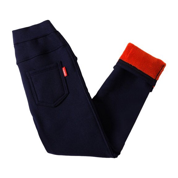 HNMKIU Girls Winter Thermal Trousers Fashionable -Lined Pants with Side Pockets for Cozy Comfort Navy,6-7 Years