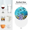 thumbnail image 6 of Pofeuu Corals and Tropical Fish Print Coasters for Drinks, 4Pack PU Leather Coasters, Bar Drink Coasters for Tabletop Protection, Furniture from Damage-Round Shape, 6 of 6