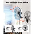 thumbnail image 3 of VEVOR Wall Mount Fan, 20 in Wall Mounted Hanging Fan Oscillating, 3-Speed, Long Airflow Distance, Adjustable Rotation Angle, Mechanical Powerful for Industry, Commercial, Garage, Black, 3 of 9
